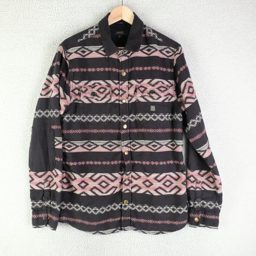 Roark Shacket Womens Medium Black Pink Shirt Jacket Southwestern Classic Fit